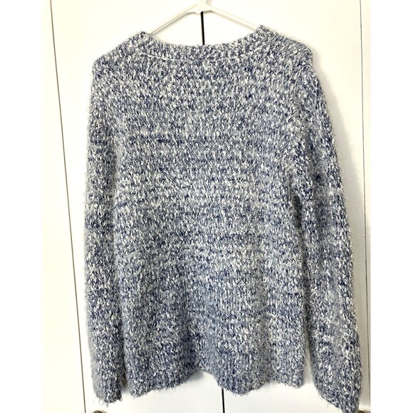 American Sweetheart Womens Eyelash Blue & White Stretch Sweater Size M - Picture 6 of 6